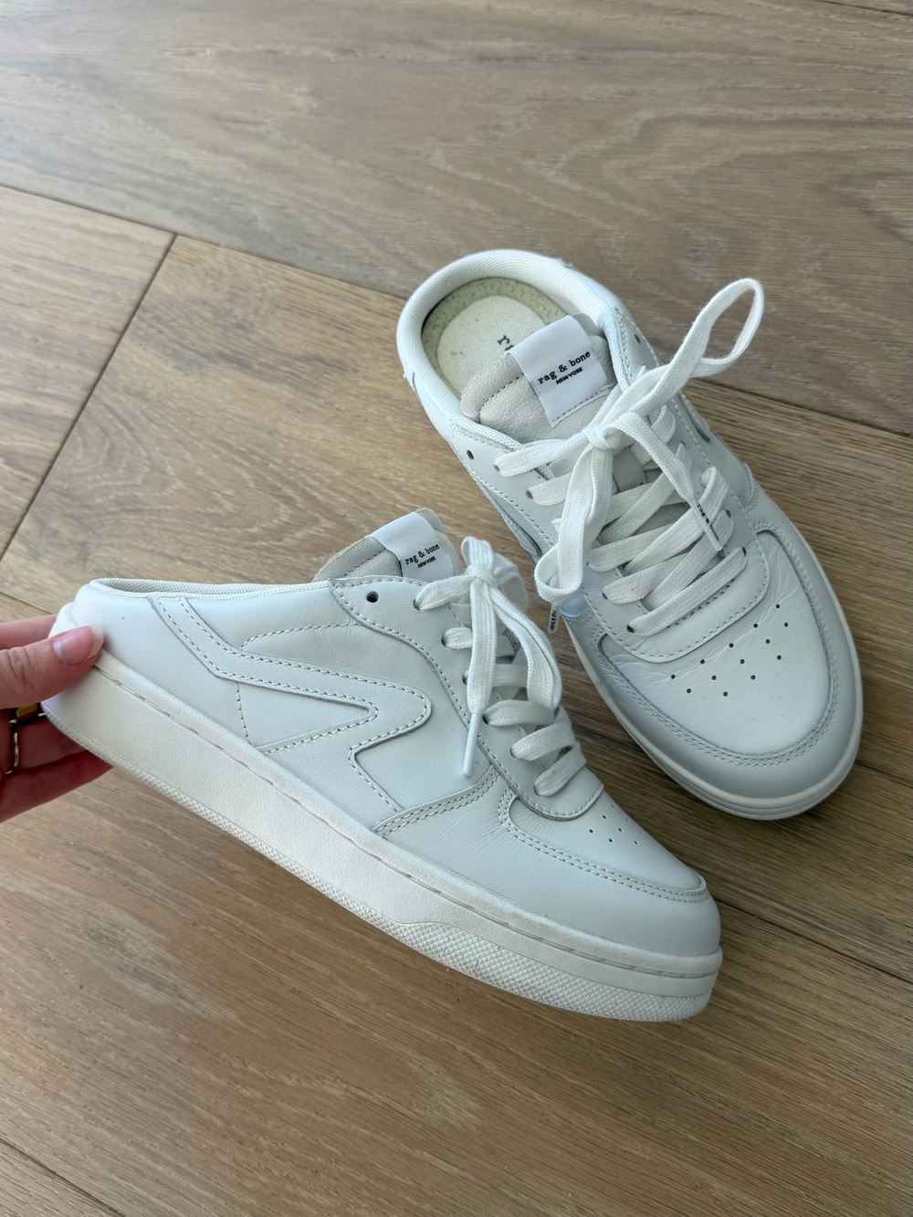 Rag and bone white retro court mule sneaker
